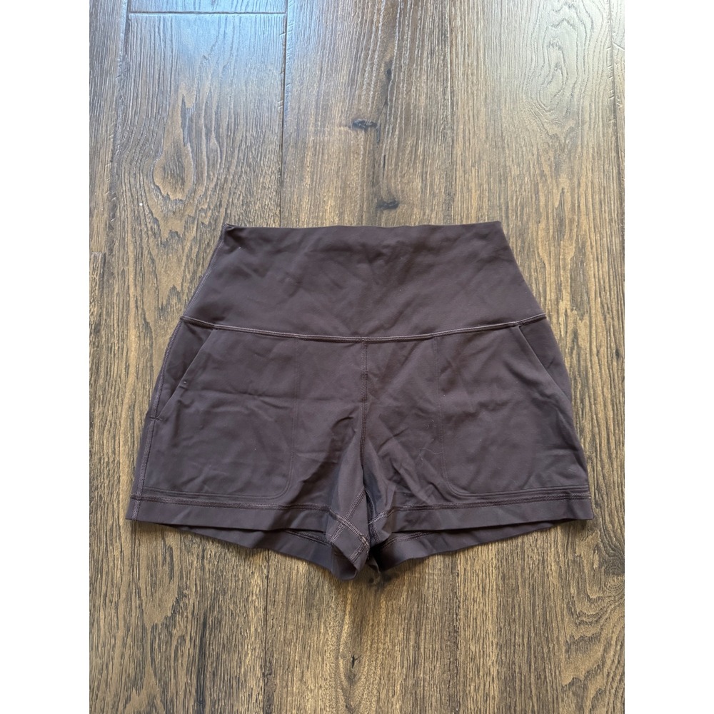 Lululemon Align High-Rise Mini Flare Shorts Espresso Brown Nulu Pockets Size 6